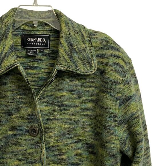 Bernardo Essentials Button Front Wool Coat Women's L Green Pockets Ranch Country - Picture 4 of 13